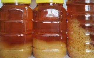 百花蜜結(jié)晶后的外觀，呈乳白色至偏黃色的油脂狀